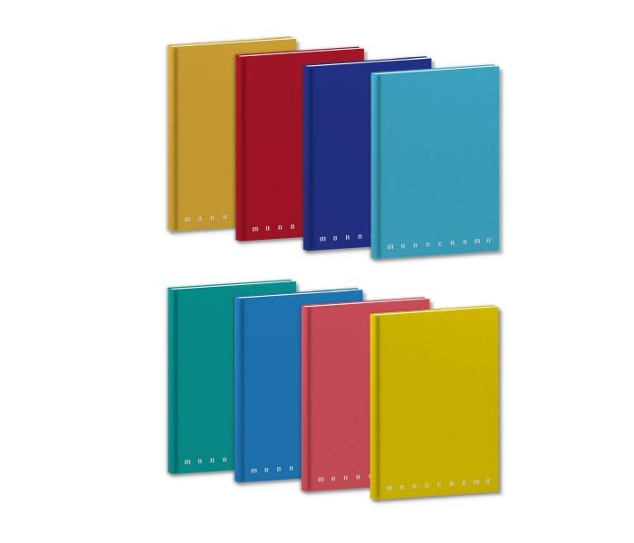 Quaderni cartonati Monocromo  - Rigatura 4M - Quadretto elementari e medie - 80 g - copertine assortite