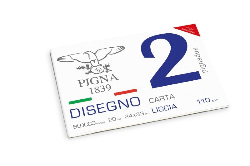 Blocco da Disegno PignaDue con 4 angoli - carta liscia