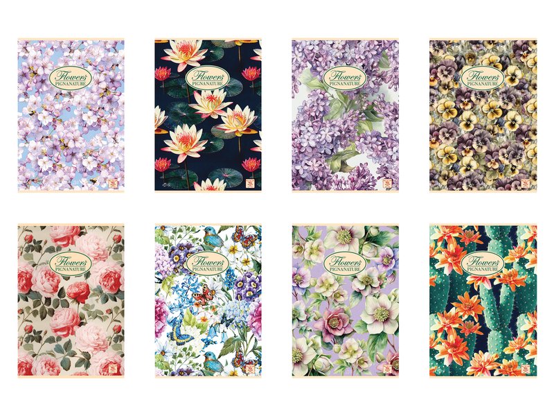 Maxi Quaderno Nature Flowers -  carta Riciclata - 0Q - Quadretto da 5mm con margine
