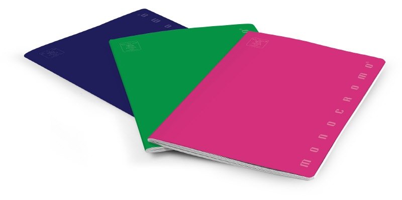 Mini quaderni Monocromo 12x17 cm - Rigatura 1R - Righe medie e superiori - 80 g - copertine assortite