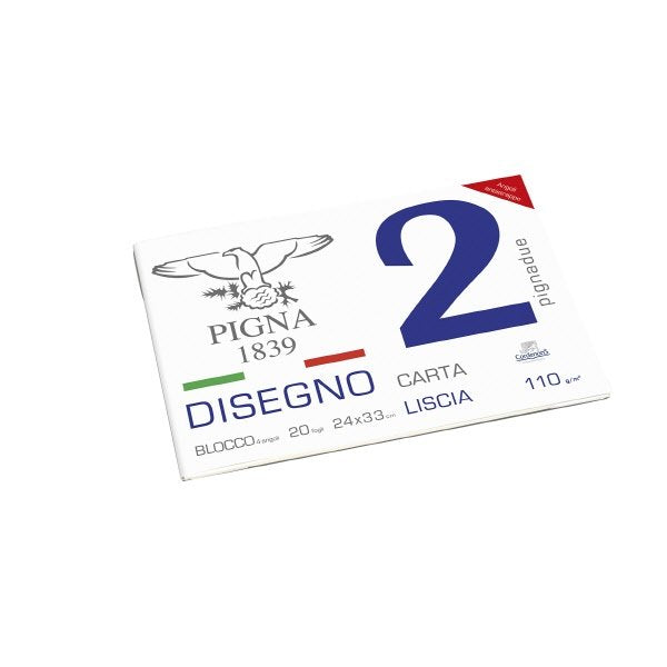 Blocco da Disegno PignaDue con 4 angoli - carta liscia