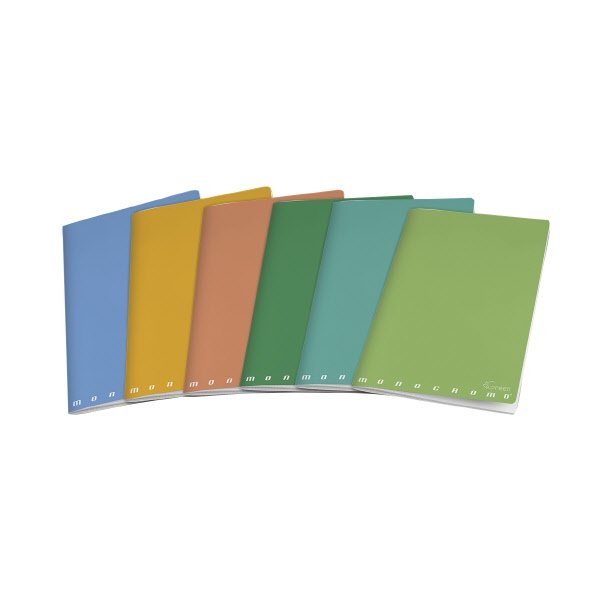 Maxiquaderno Monocromo Green - Rigatura 5M - Quadretto elementari e medie - 80 g - carta riciclata - A4 - copertine assortite