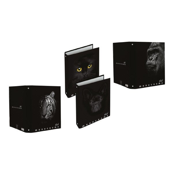 Cartella ad Anelli A4 Monocromo Black 4 Anelli  27X32 - Formato 27x32 - Formato anelli 30 mm - Formato utile A4 - Colori assortiti
